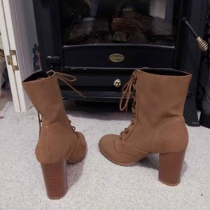 High Heeled Lace-Up Boots